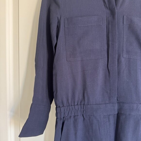 J. Crew Navy Blue Drapey Oxford Jumpsuit - women's size 0 NWOT - Picture 5 of 9